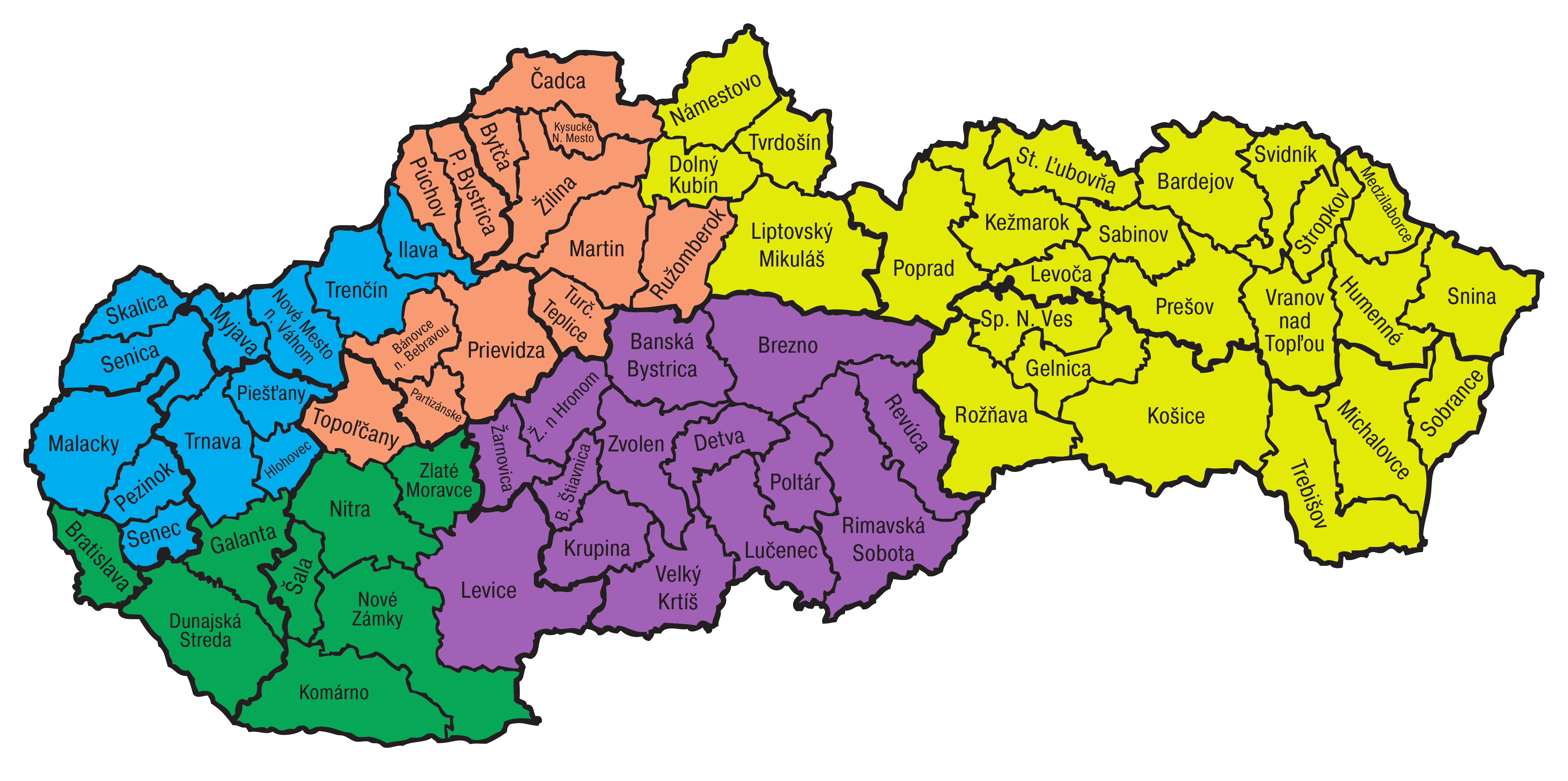 Mapa obchodných teritórií konzultantov BITO na Slovensku